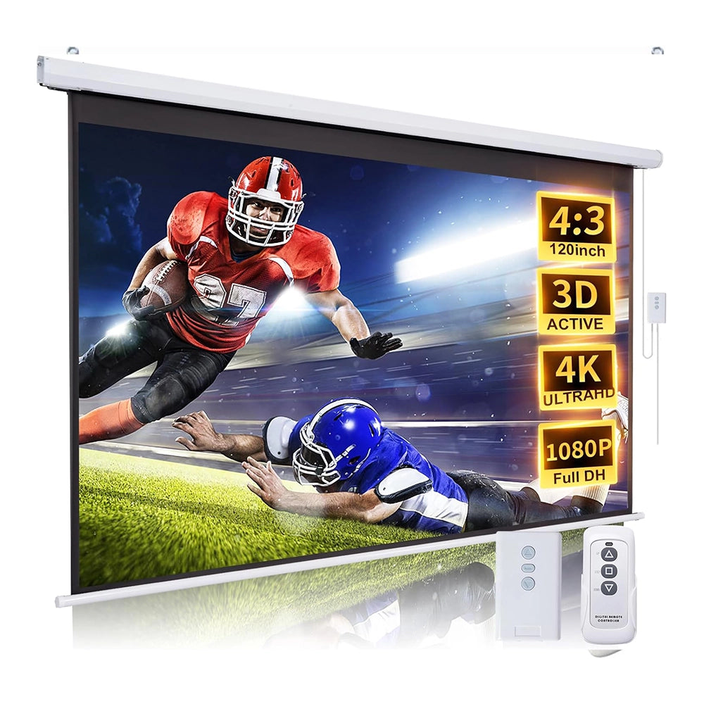 HTPNEO 120-Inch Electronic Projector Screen with Remote – 16:9