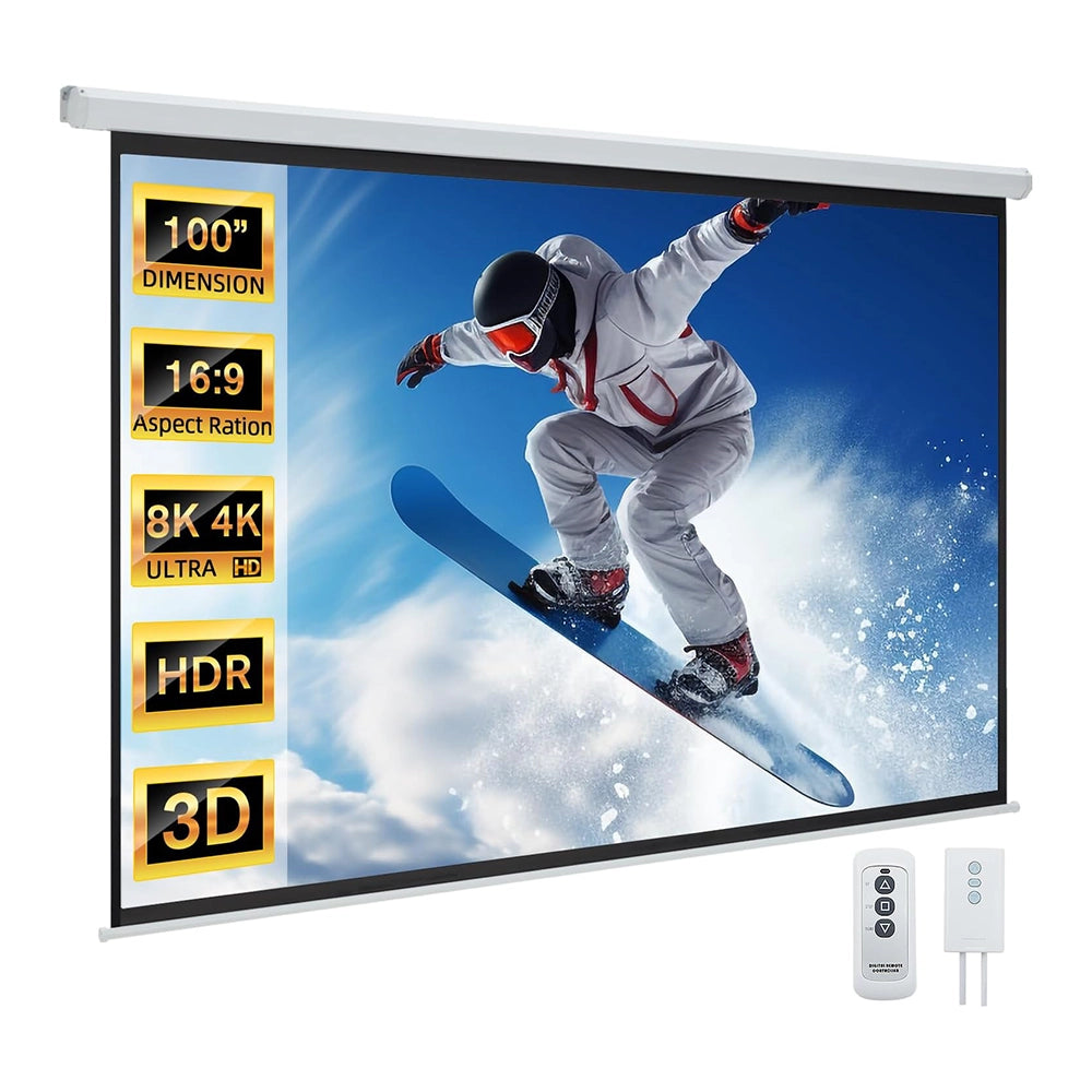 HTPNEO 100-inch Electronic motorised Projector with remote:16:9