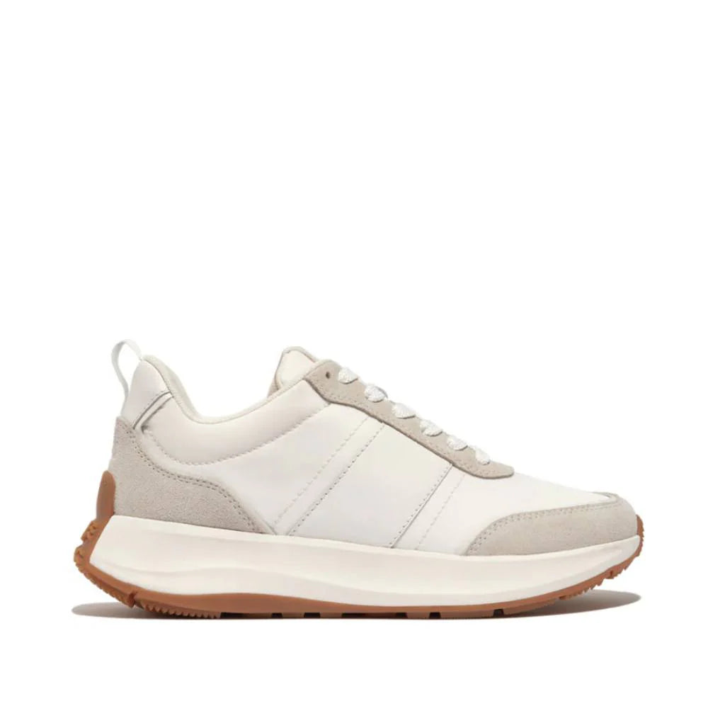 FitFlop - F-Mode Flow Fabric/Suede/Leather Flatform Trainers Urban White Mix