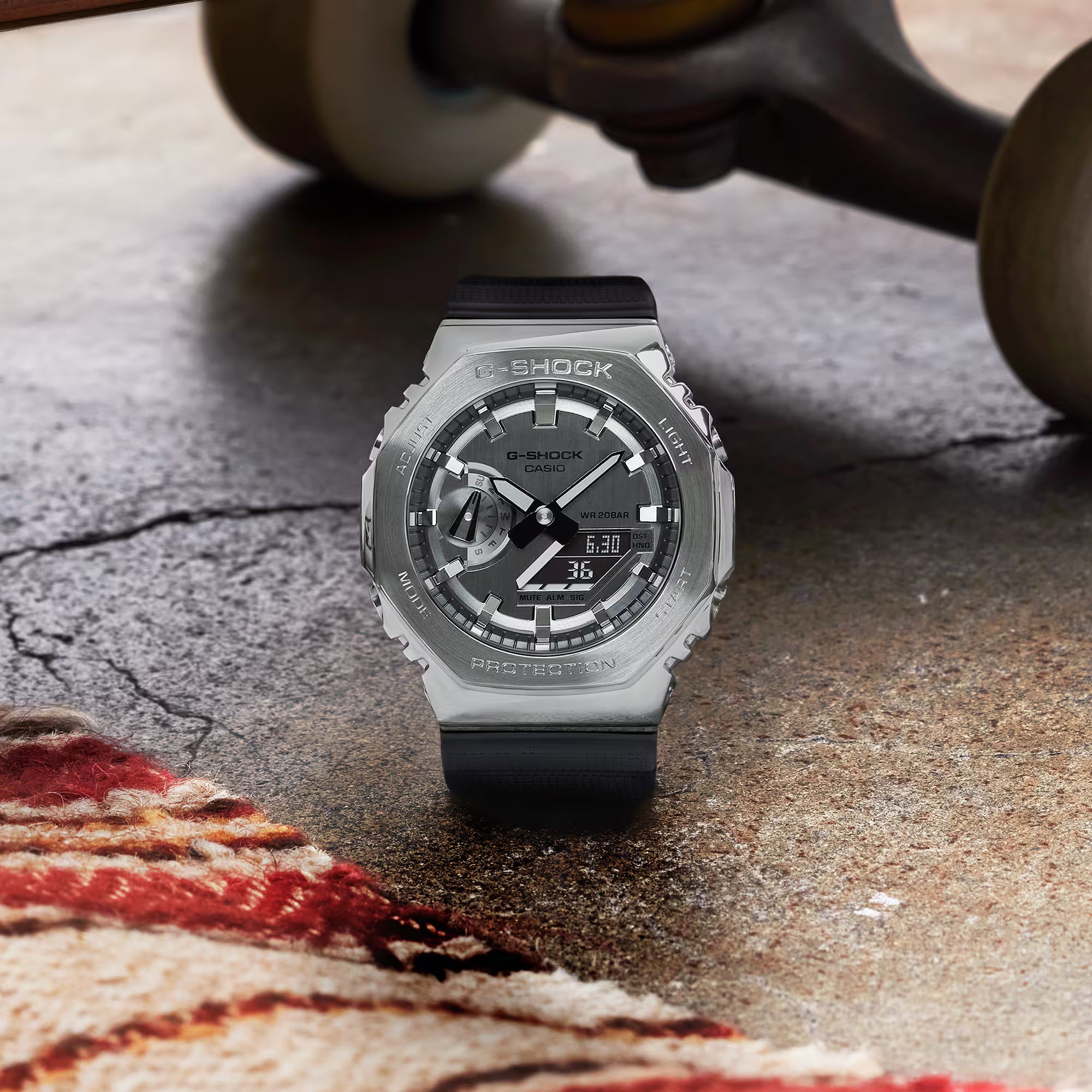 Casio G-SHOCK Anadigi Silver Bezel Watch GM-2100-1ADR