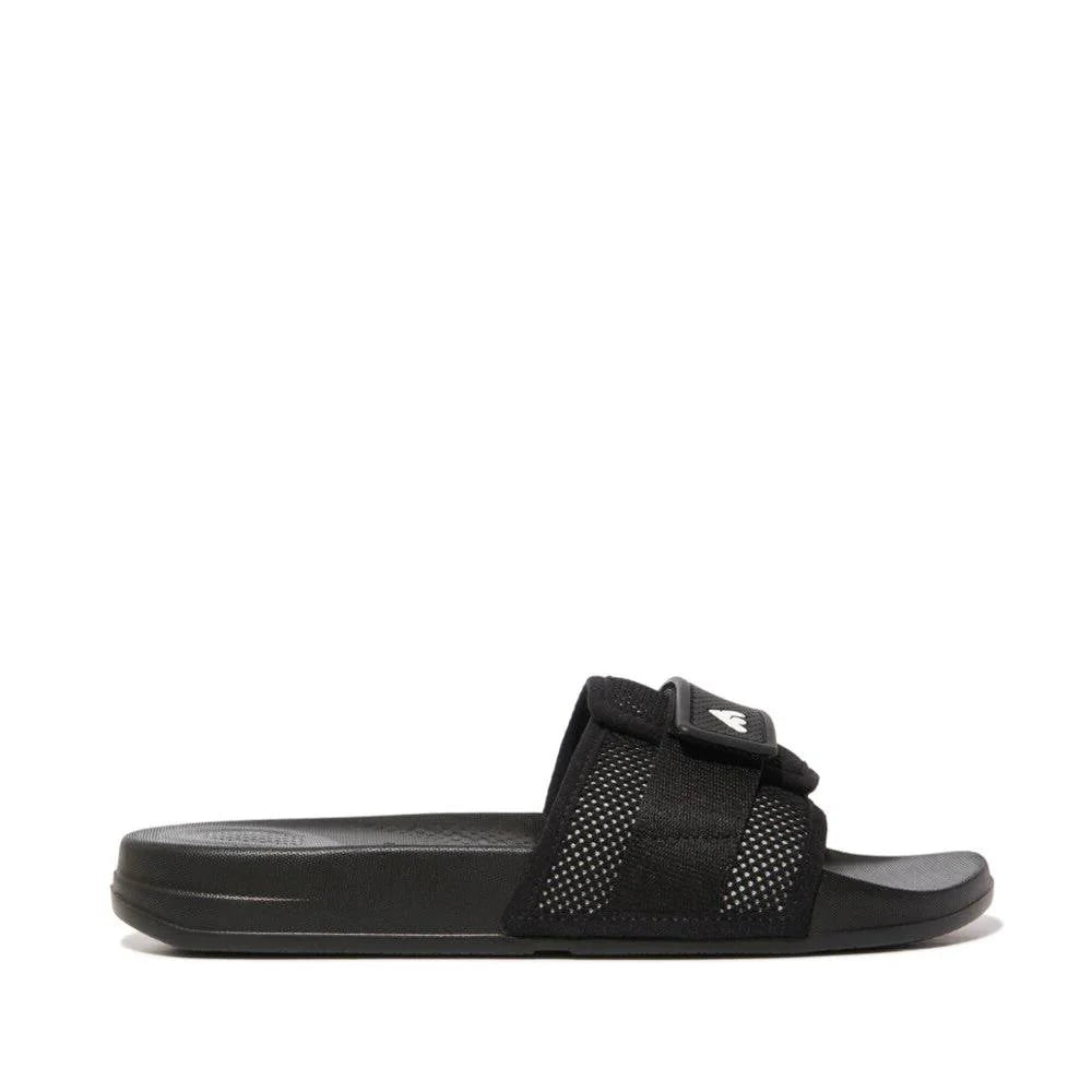 FitFlop IQushion Adjustable Water Resistant Pool Slides Black