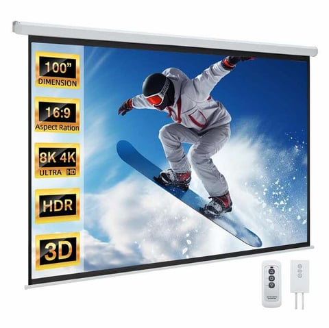 HTPNEO 100-inch Electronic motorised Projector with remote:16:9