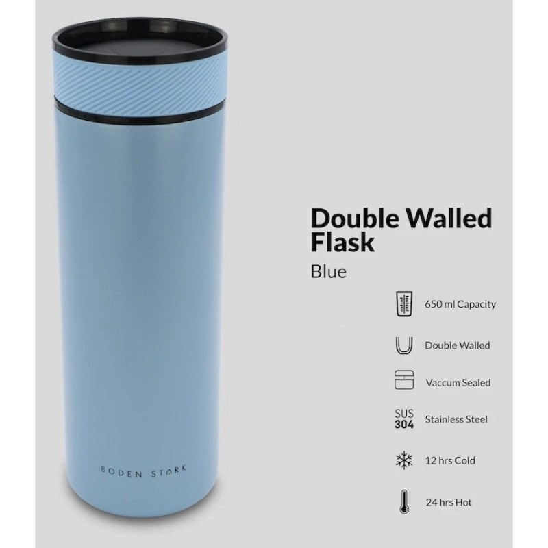 Boden Stark 650ml Double-Walled Flask - Blue