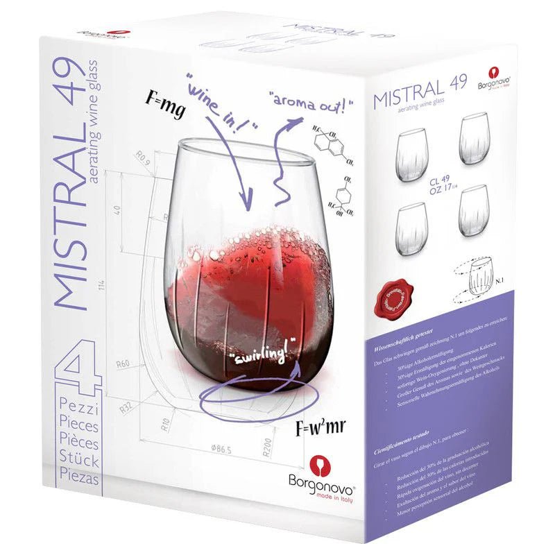Borgonovo Mistral Wine Aerating Stemless 490ml Pack of 4 - Shopping4Africa
