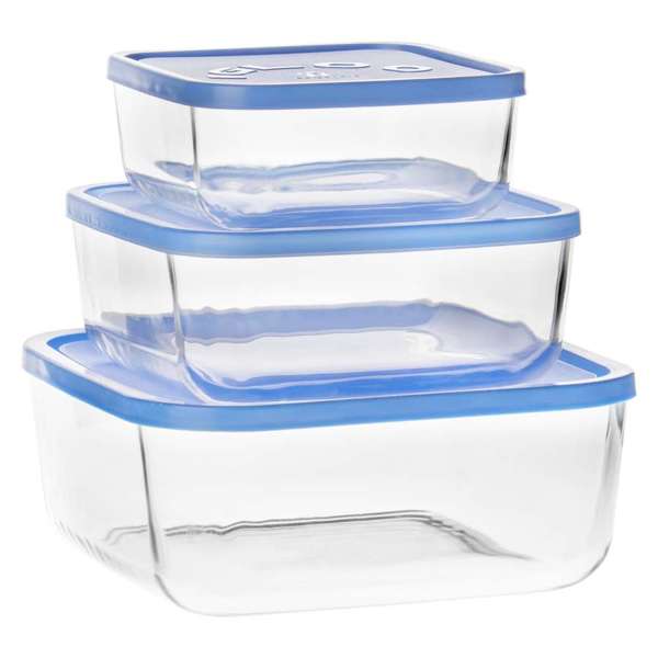 Borgonovo Superblock Igloo Square Lunch Box 3pc Set Blue - Shopping4Africa
