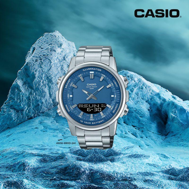 Casio Anadigi Stainless Steel Blue Dial Watch AMW - 880D - 2A1VDF - Shopping4Africa