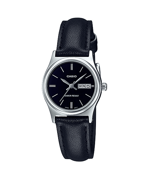 Casio Analog Black Dial Watch with Black Leather Strap-LTP-V006L-1B2UDF - Shopping4Africa