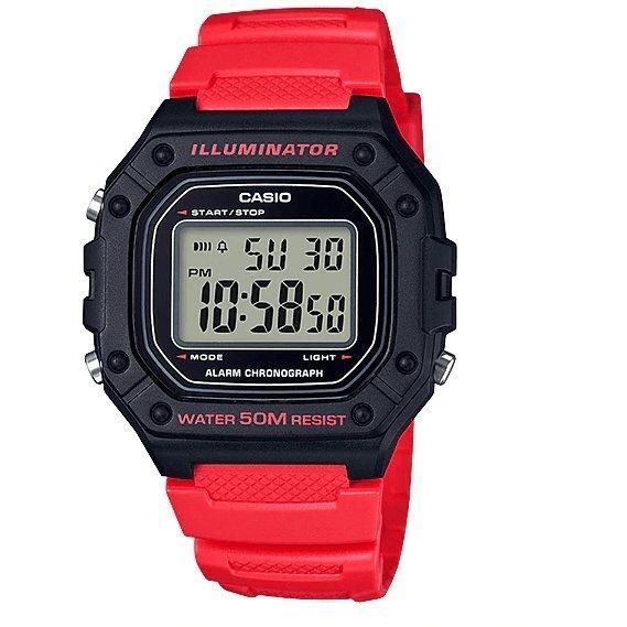 Casio Digital Watch With Black Case and Red Band W - 218H - 4BVDF - Shopping4Africa
