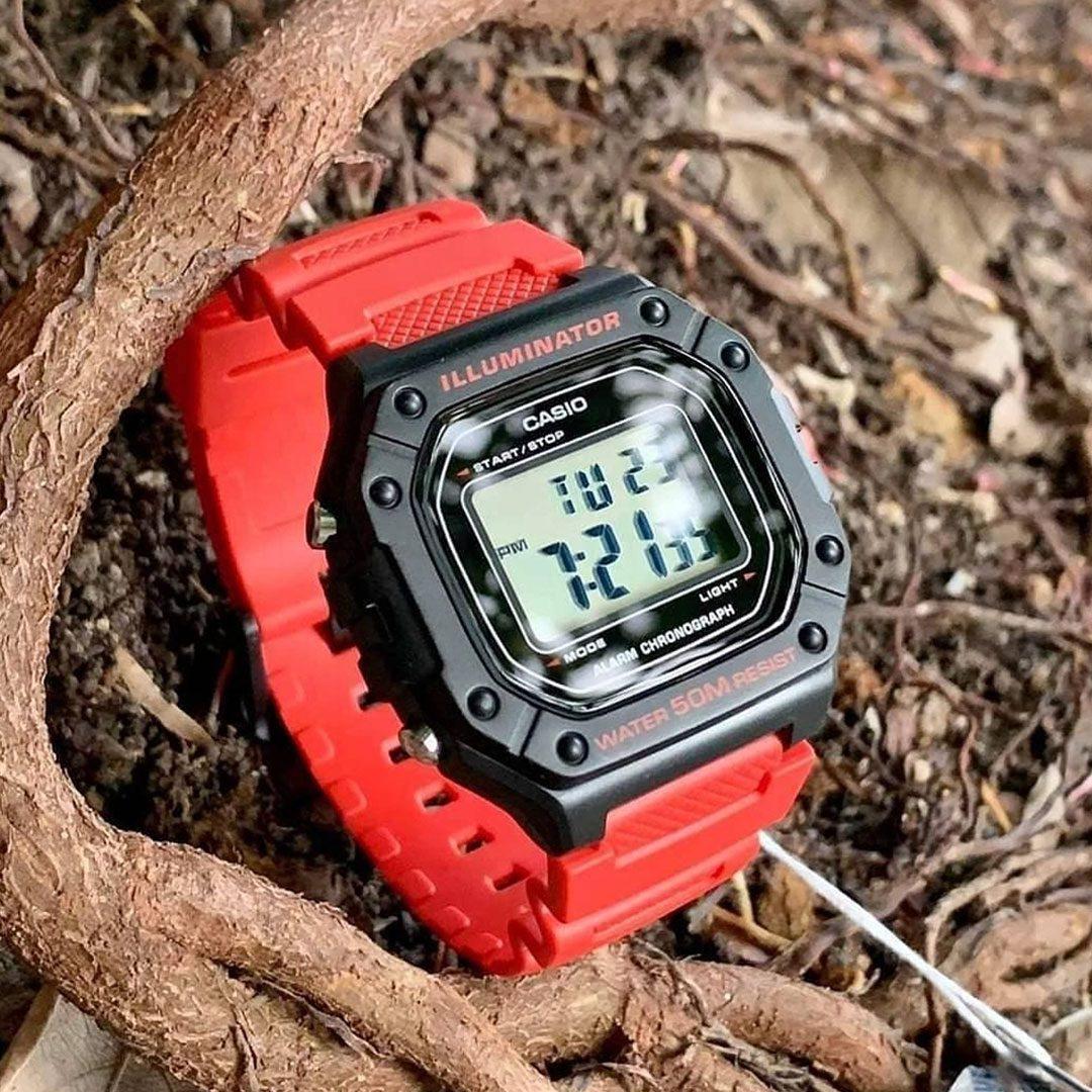 Casio Digital Watch With Black Case and Red Band W - 218H - 4BVDF - Shopping4Africa