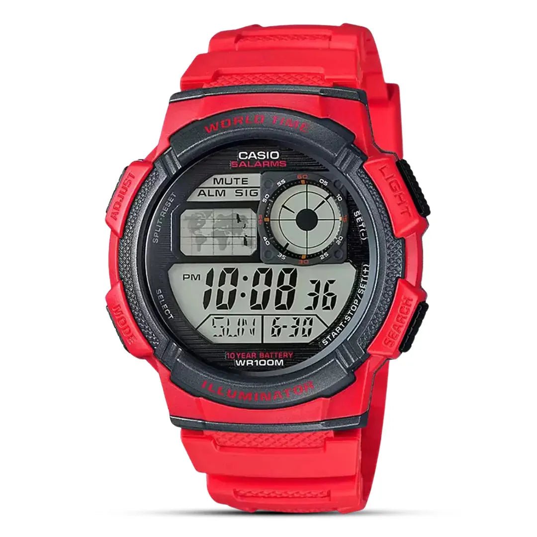 Casio Digital World Time Red Watch AE - 1000W - 4AVDF - Shopping4Africa