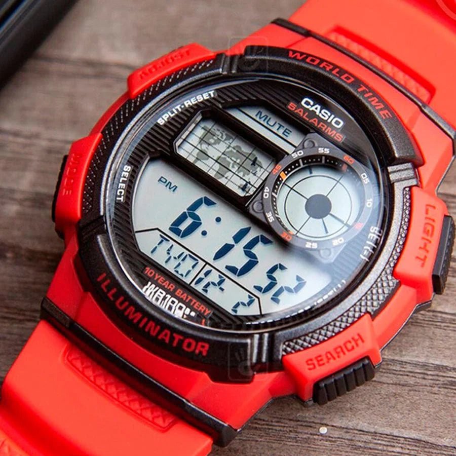 Casio Digital World Time Red Watch AE - 1000W - 4AVDF - Shopping4Africa