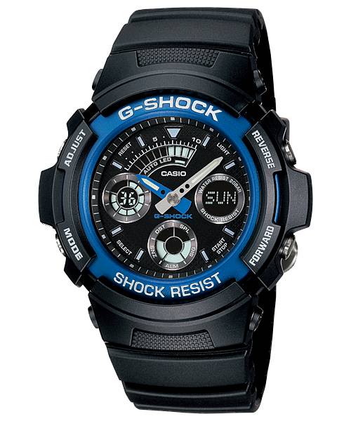 Casio G - Shock Anadigi Men's 200M Standard Black and Blue Watch AW - 591 - 2ADR - Shopping4Africa