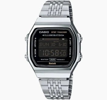 Casio Retro Face Step Silver Black Watch ABL - 100WE - 1BDF - Shopping4Africa