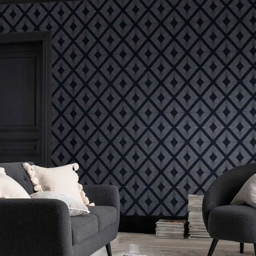 Deco Triangle Wallpaper - Navy - Shopping4Africa