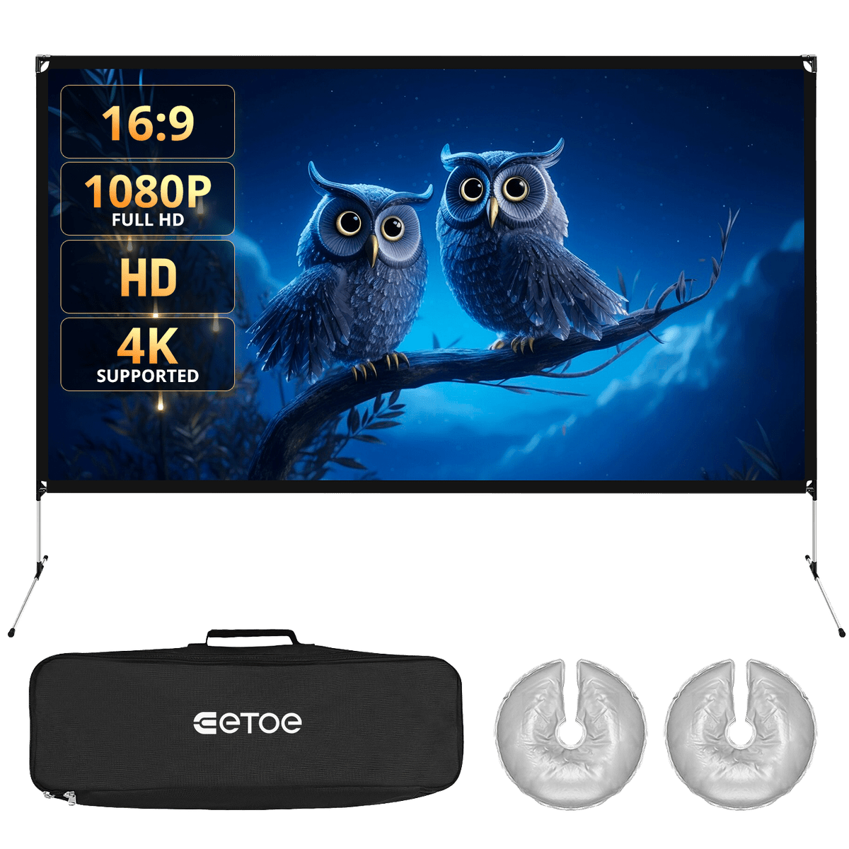 ETOE 120 - Inch Portable Folding Projector Screen – 16:9 Aspect Ratio - Shopping4Africa
