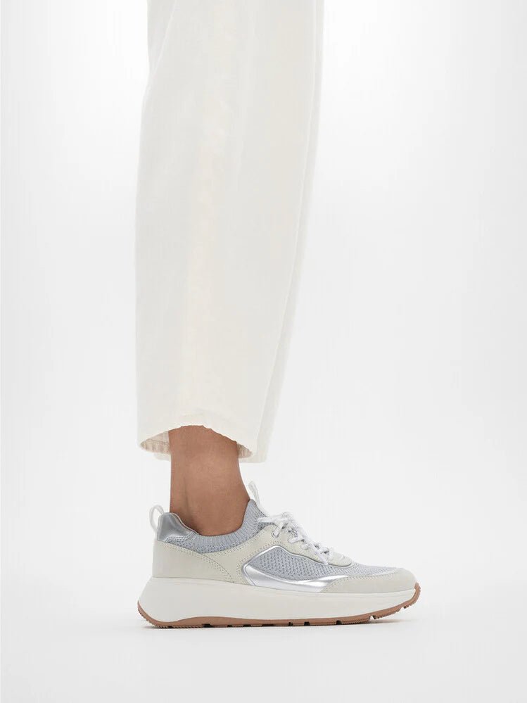 F - MODE Knit/Suede Flatform Slip - On Trainers White/ French Grey - Shopping4Africa