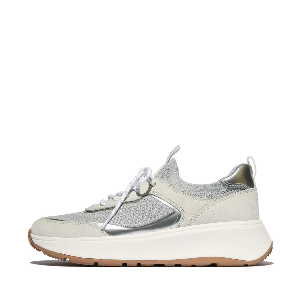 F - MODE Knit/Suede Flatform Slip - On Trainers White/ French Grey - Shopping4Africa