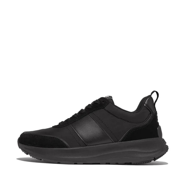 FitFlop F - Mode Flow Fabric/Suede/Leather Flatform Trainers Black - Shopping4Africa