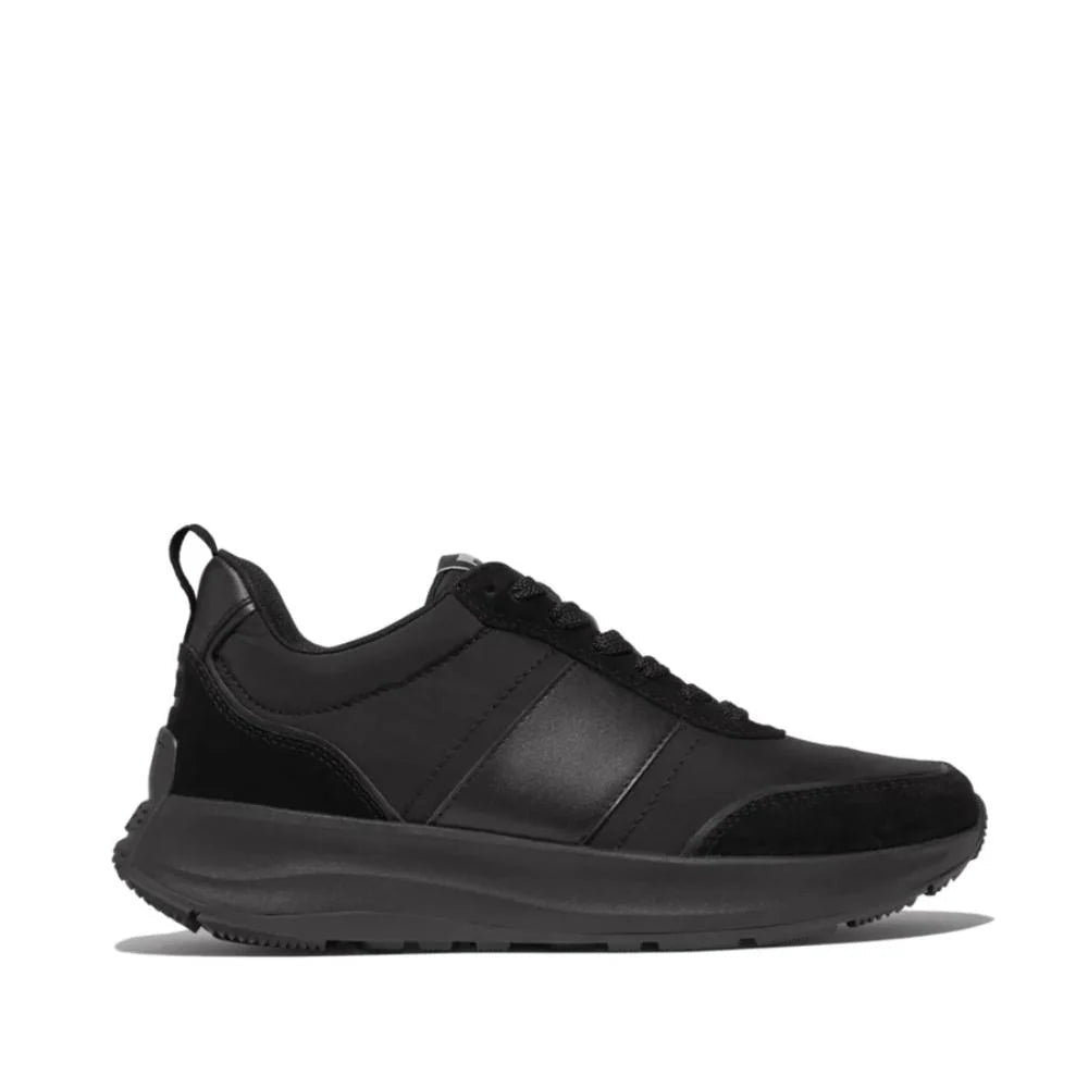 FitFlop F - Mode Flow Fabric/Suede/Leather Flatform Trainers Black - Shopping4Africa