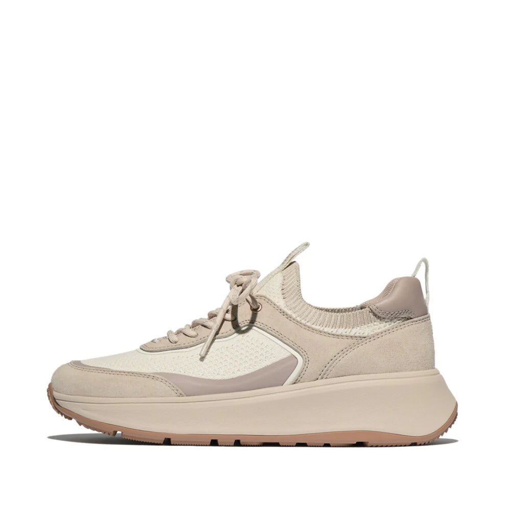 FitFlop F - Mode Knit/Suede Flatform Slip - On Trainers Stone Beige - Shopping4Africa