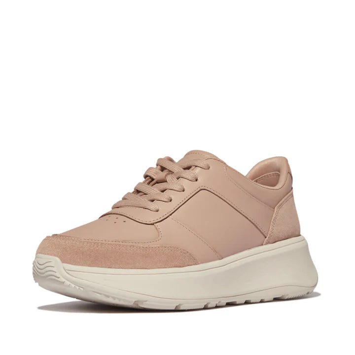 FitFlop F - Mode Leather/Suede Flatform Trainers Classic Beige - Shopping4Africa