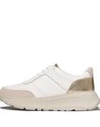 FitFlop F - MODE Leather/Suede/Metallic Flatform Trainers White Platino - Shopping4Africa