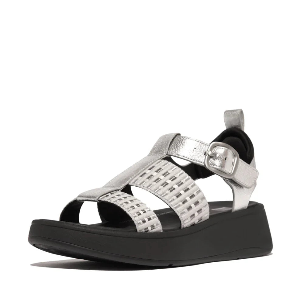 FitFlop - F - MODE Metallic - Leather/Webbing Flatform Fisherman Sandals Silver - Shopping4Africa
