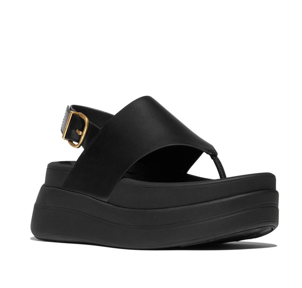 FitFlop F - Mode Stack Leather Back - Strap Toe - Post Sandals Black - Shopping4Africa