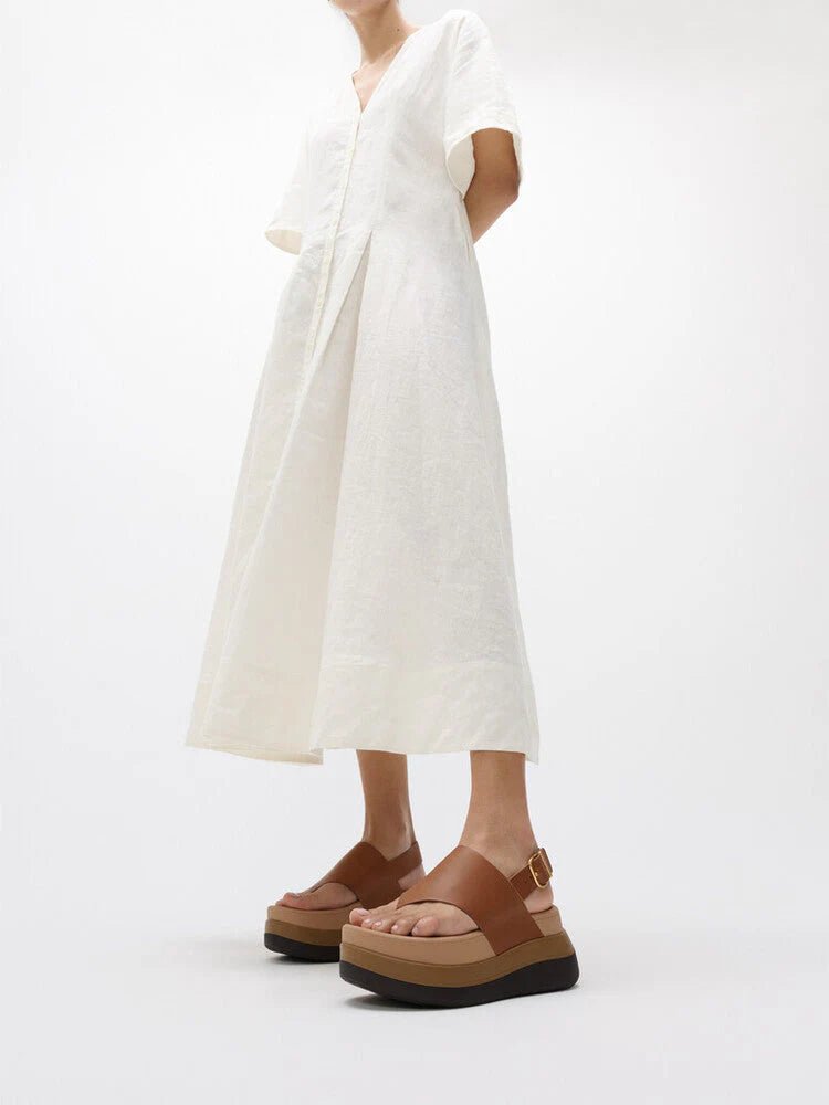 FitFlop F - Mode Stack Leather Back - Strap Toe - Post Sandals Deep Tan - Shopping4Africa