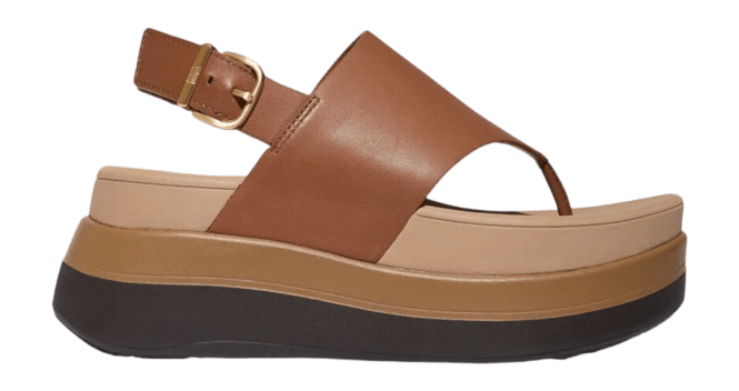 FitFlop F - Mode Stack Leather Back - Strap Toe - Post Sandals Deep Tan - Shopping4Africa