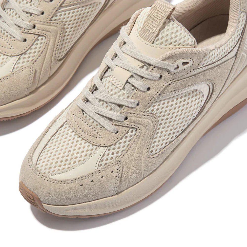 FitFlop Flow Suede/Mesh Flatform Trainers Paris Beige - Shopping4Africa