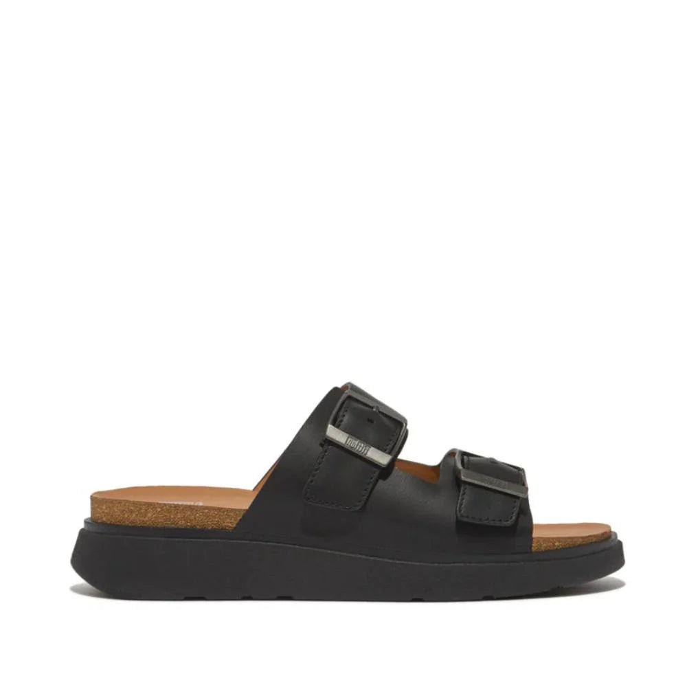 FitFlop Gen - FF Mens Buckle Two - Bar Leather Slides Black - Shopping4Africa