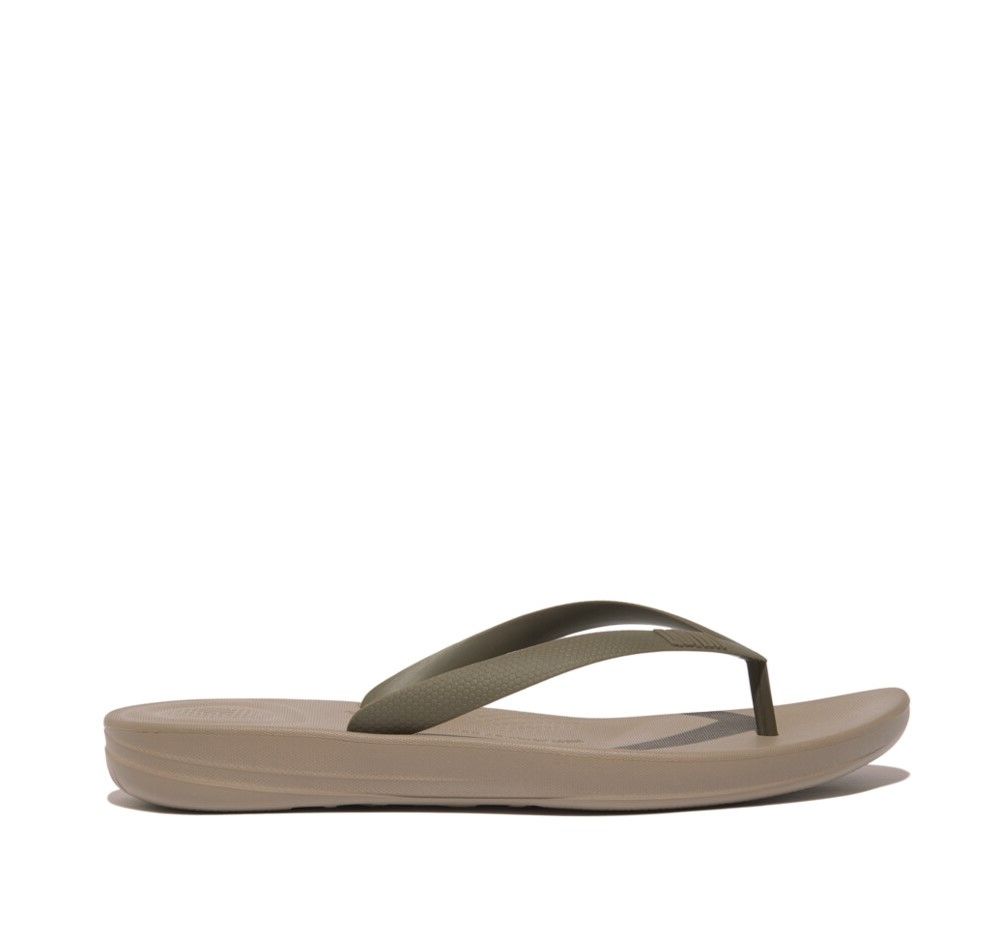 FitFlop IQUSHION Mens Ergonomic Flip - Flops Timberwolf Deep Olive - Shopping4Africa