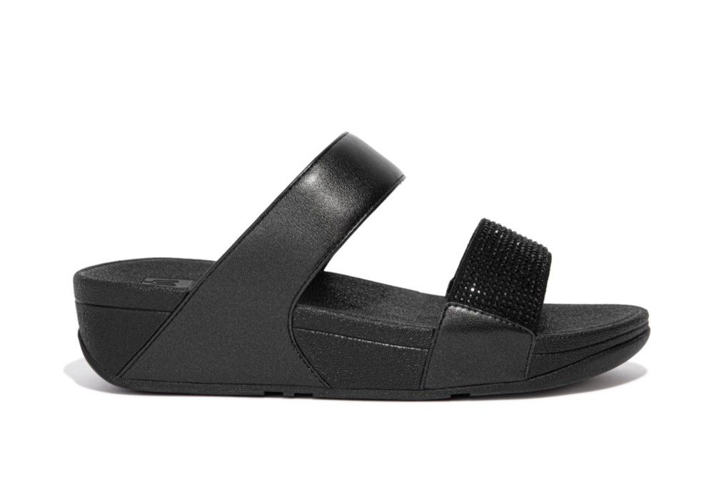 FitFlop Lulu Crystal Slide Sandals All Black - Shopping4Africa