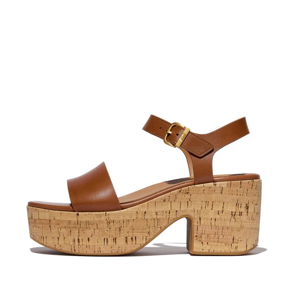 FitFlop Platforms LeatherCork Heeled Ankle - Strap Sandals Deep Tan - Shopping4Africa