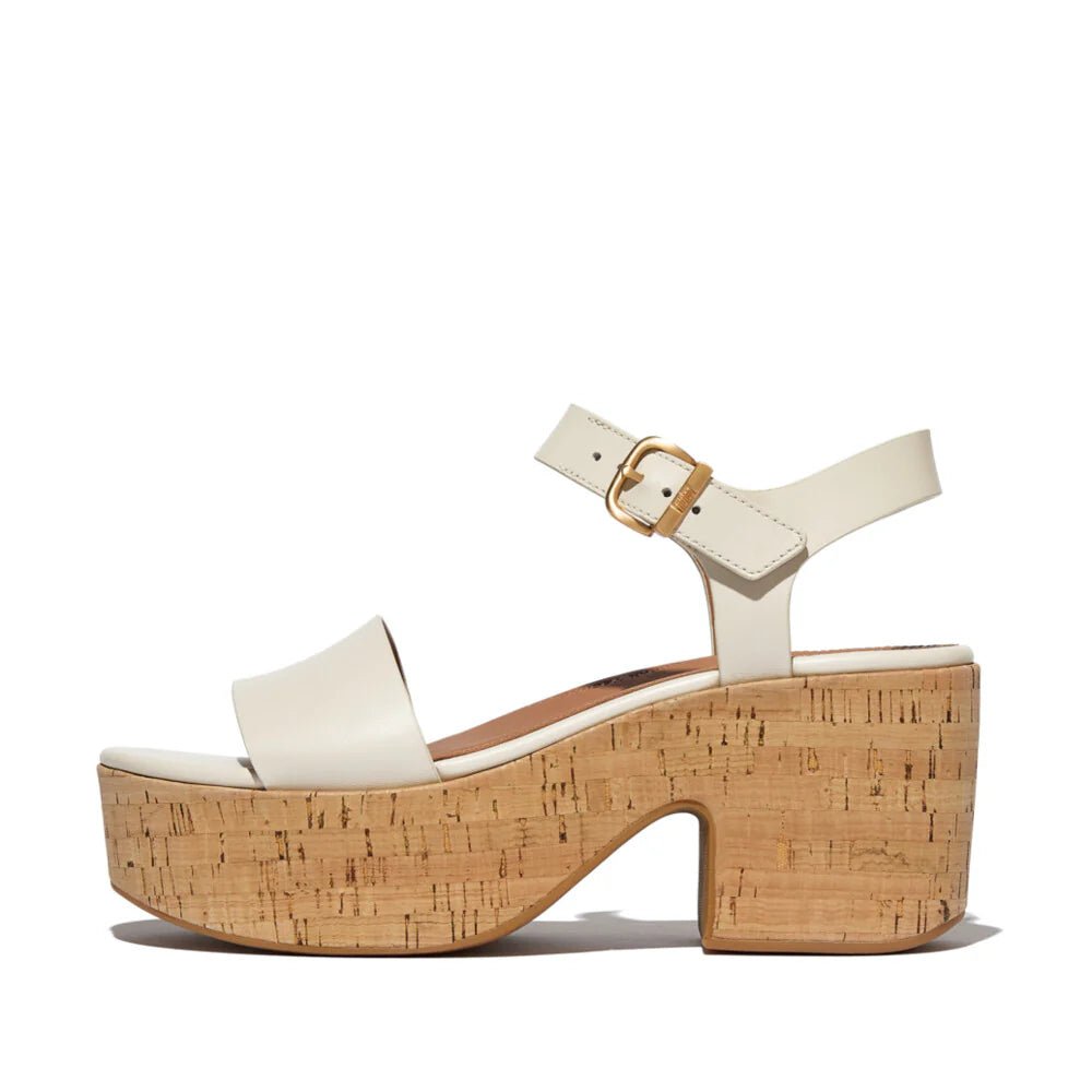 FitFlop Platforms Leather/Cork Heeled Ankle - Strap Sandals Paris Beige - Shopping4Africa