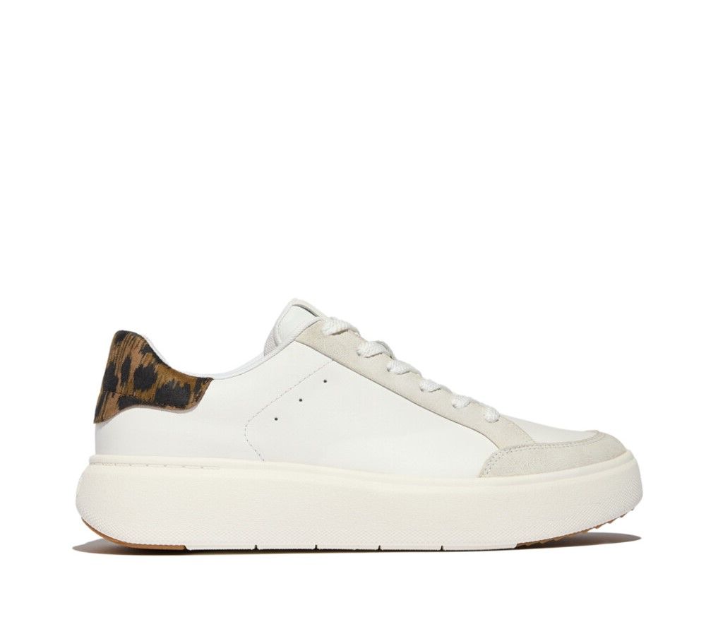 FitFlop RTG Leopard back Leather/Suede Sneaker Urban White - Shopping4Africa