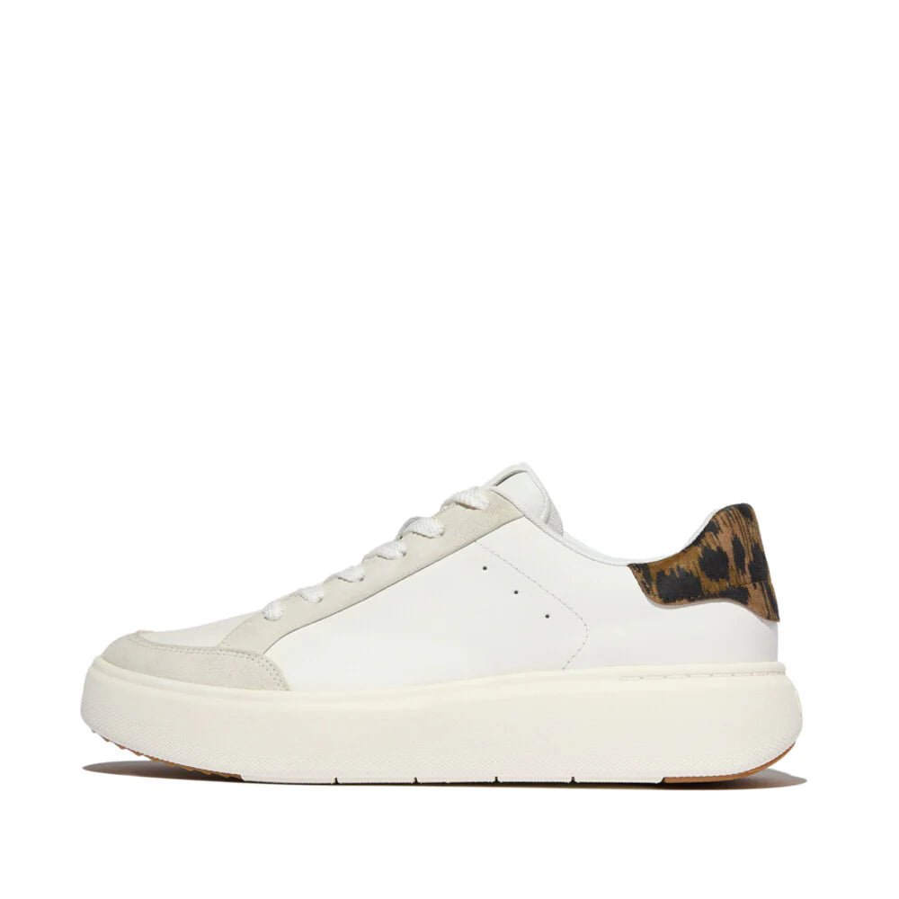 FitFlop RTG Leopard back Leather/Suede Sneaker Urban White - Shopping4Africa