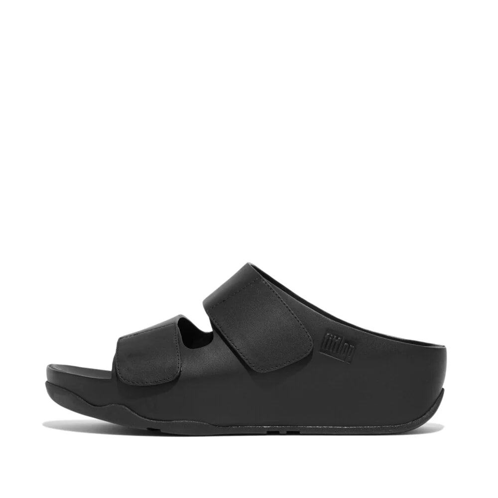 FitFlop SHUV Adjustable Two - Bar Leather Slides Black - Shopping4Africa