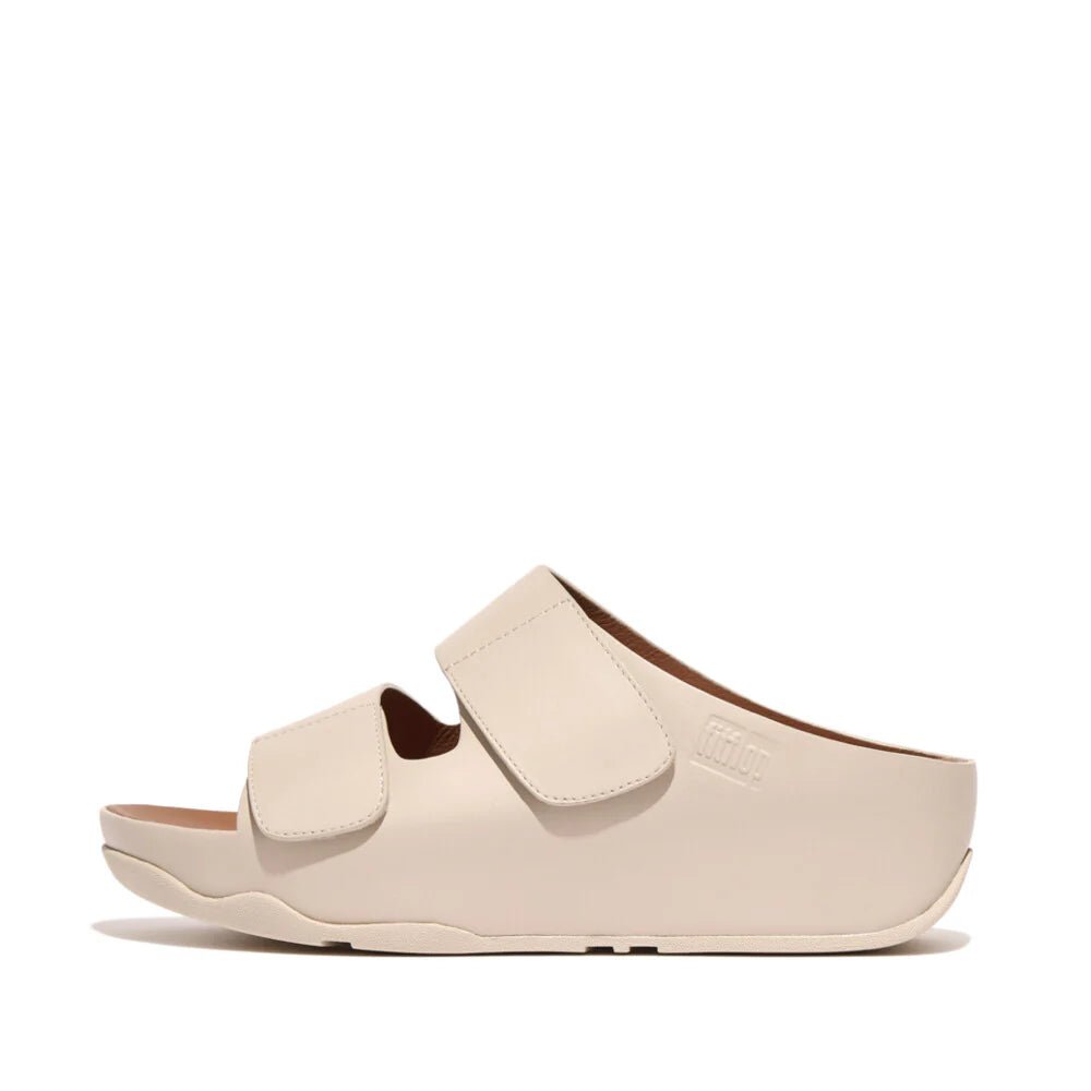 FitFlop SHUV Adjustable Two - Bar Leather Slides Stone Beige - Shopping4Africa