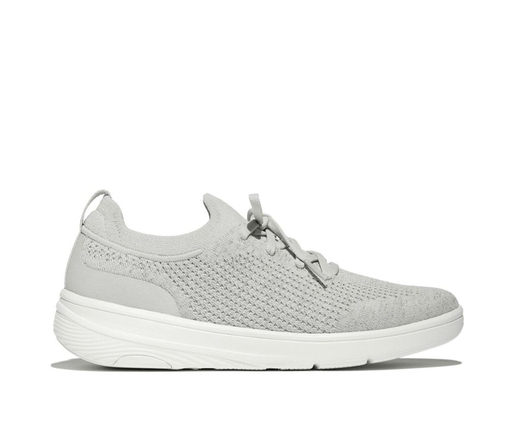 FitFlop Super - Q Knit Slip - On Laced Sneakers Arctic Grey/Silver - Shopping4Africa