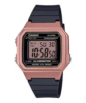 Casio Digital Standard Mens Watch with Square Rose Gold Case W-217HM-9AVDF