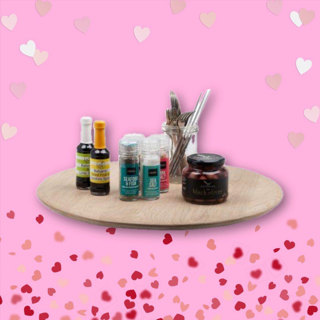 Laid Back Joie de Vivre Lazy Susan Serving Board 560mm Weathered Oak Finish Rustic Kitchen Decor - Shopping4Africa