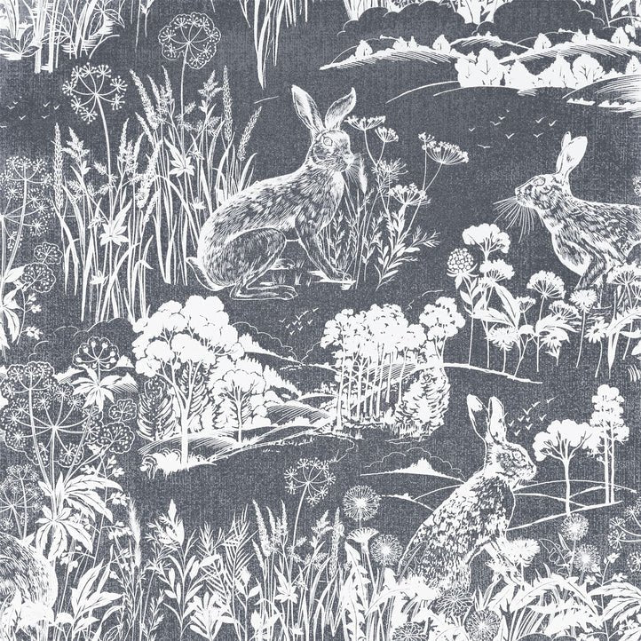 Meadow Hare Navy Wallpaper - Shopping4Africa