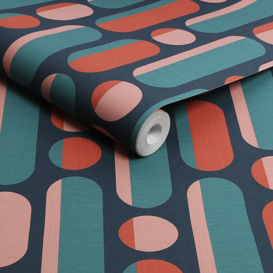Morse Coral & Navy Wallpaper - Shopping4Africa