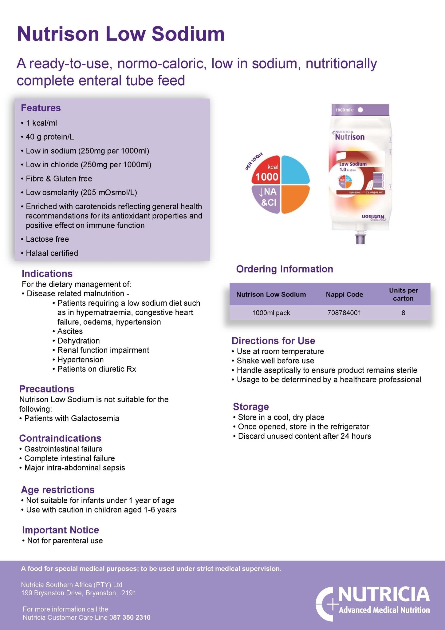 Nutrison Low Sodium 1000ml - Shopping4Africa