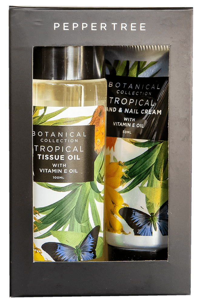 PepperTree Tropical Tissue Oil & Hand & Nail Cream Pamper Pack 100 ml + 50 ml - Shopping4Africa