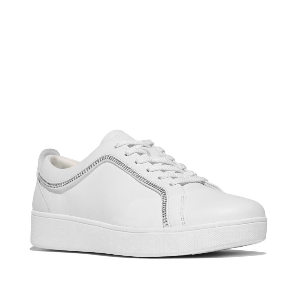 Rally Crystal - Trim Leather Trainers Urban White - Shopping4Africa