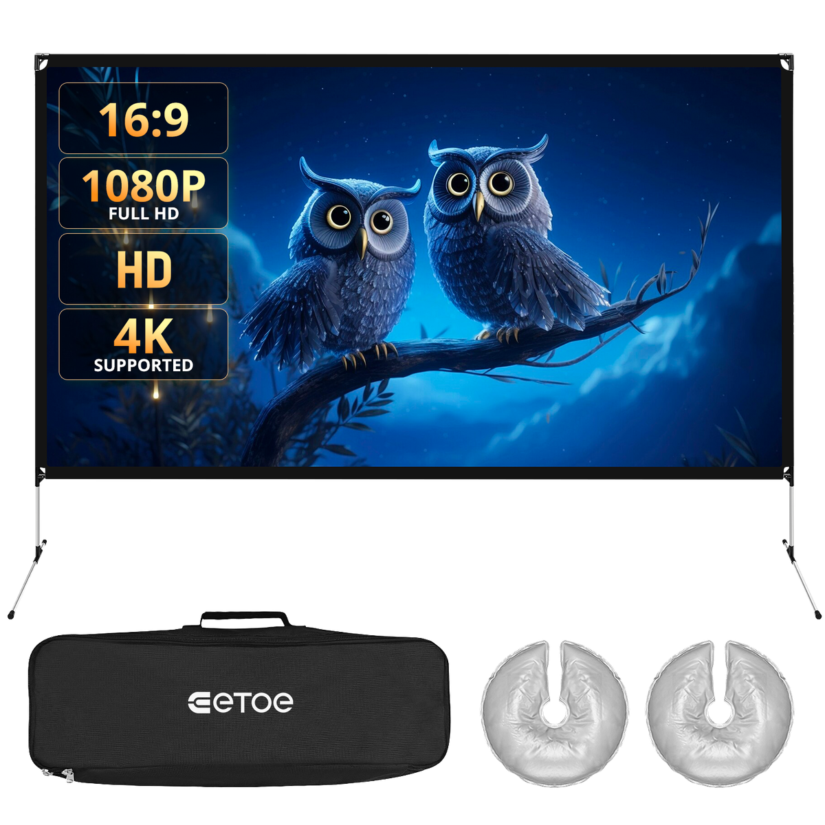 ETOE 120-Inch Portable Folding Projector Screen – 16:9 Aspect Ratio