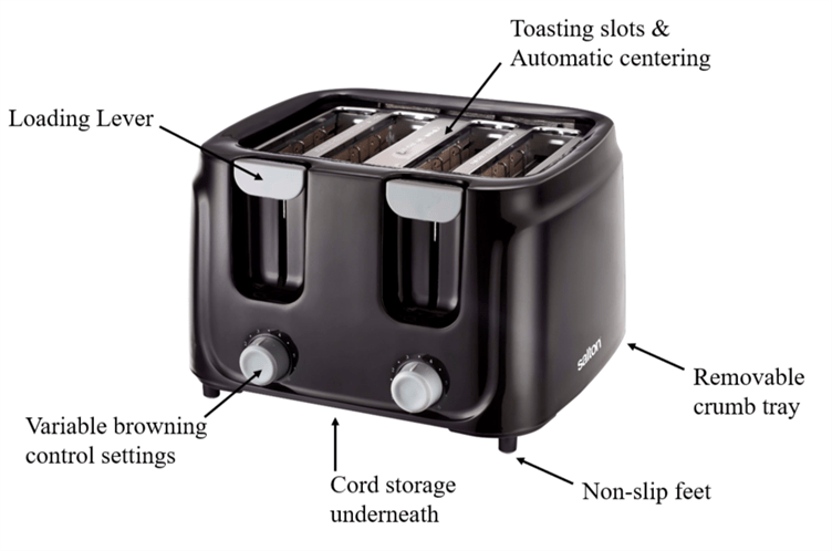Salton ST4S - 09 Salton White Cool Touch 4 Slice Toaster - Shopping4Africa
